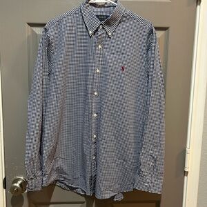 Ralph Lauren Men's Navy Checkered Button Down Shirt